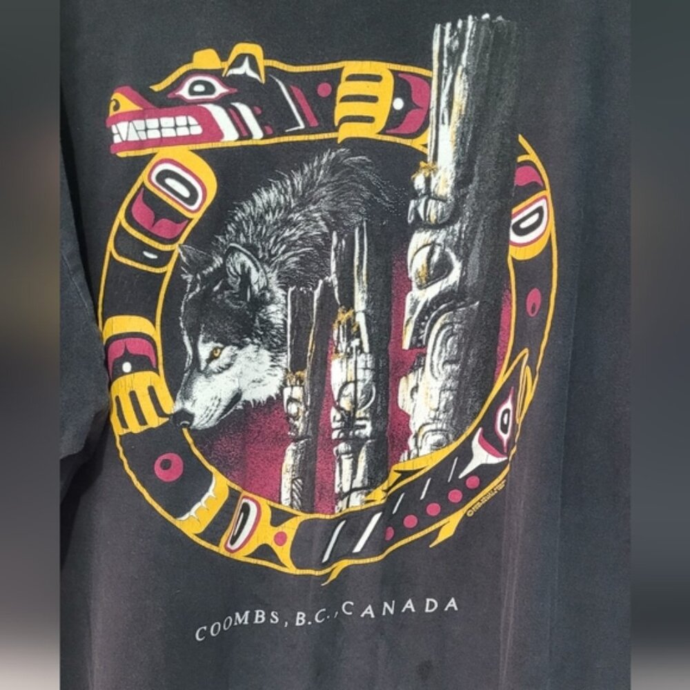 Rare Vintage 1984 indigenous art made in BC Canada graphic tee size xl
